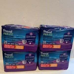 Prevail Per-Fit Unisex Adult Underwear/ Diapers Medium 4 Packs of‎ 20 (80 total)